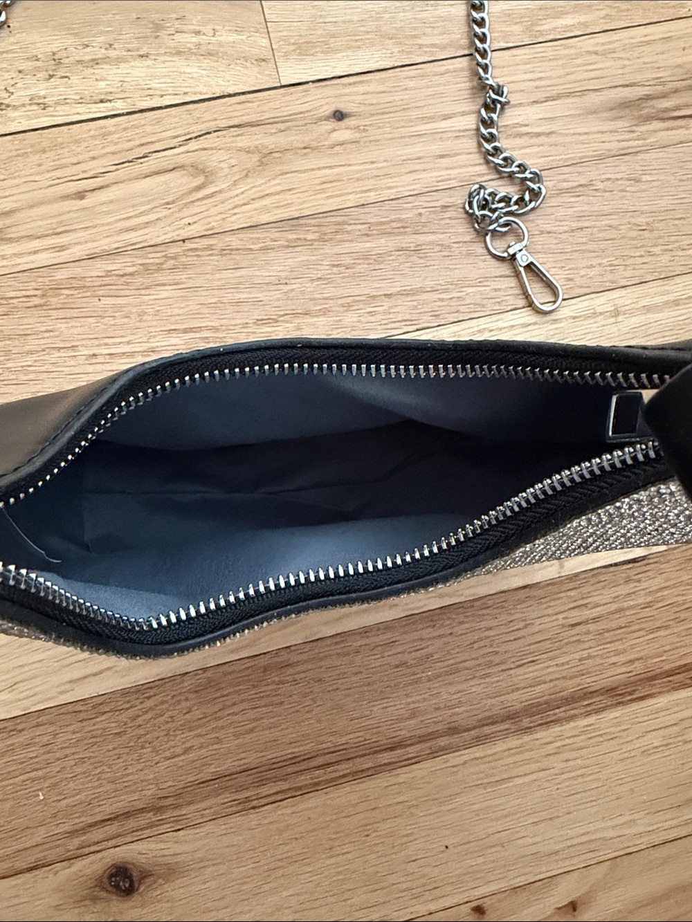 Stylish Black & Silver Rhinestone Shoulder Bag - Picture 3 of 4